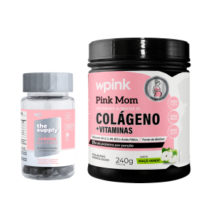 colágeno pink mom de maçã verde - 240g + cabelos e unhas x - wp