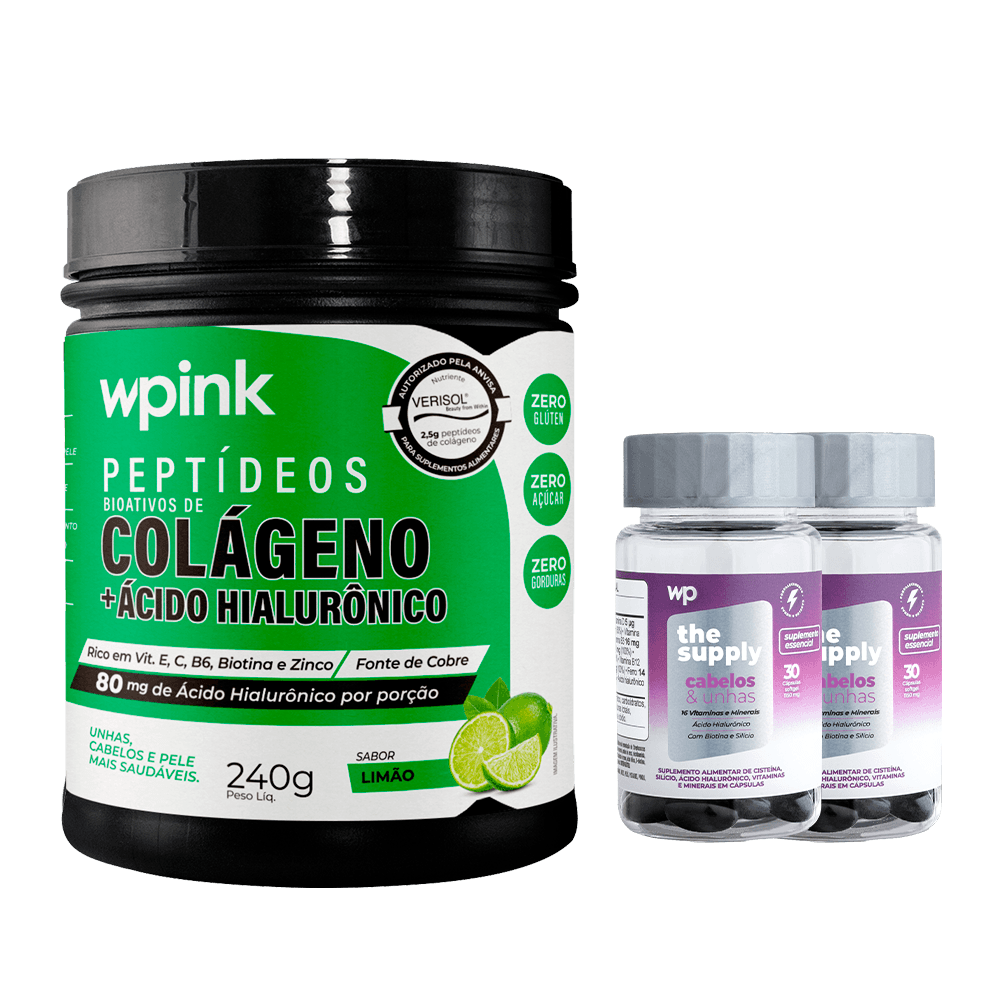 colágeno de limão - 240g + 2 cabelos e unhas - wp