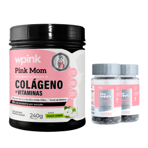 colágeno pink mom de maçã verde - 240g + 2 cabelos e unhas X - wp