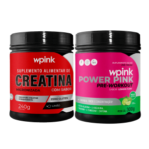 creatina de limão 240g - power pink de limão 300g - pré-treino - wp