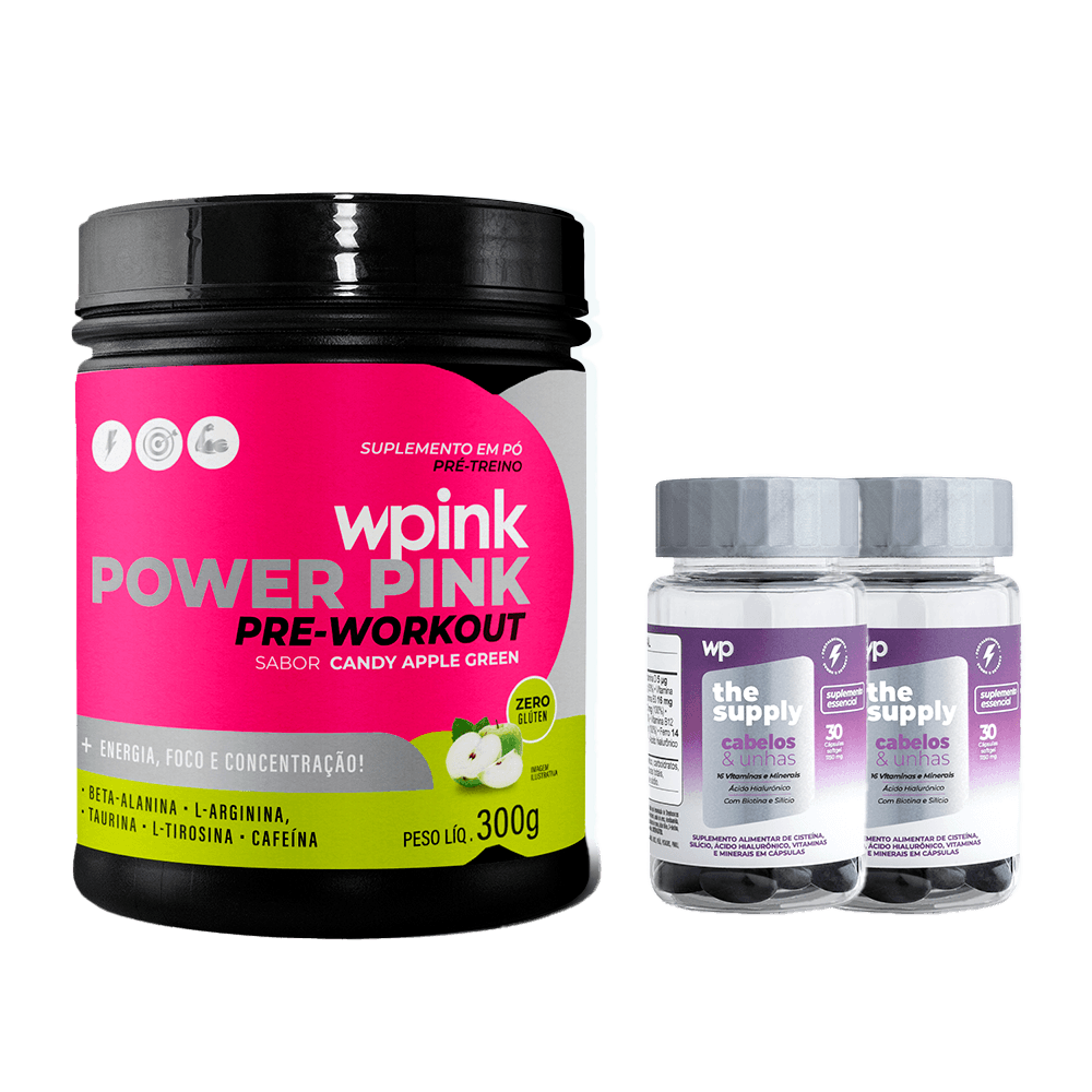 super power pink de maçã verde 300g + 2 cabelos e unhas - wp
