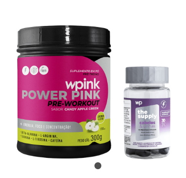Super power pink de maça verde 300g + cabelos e unhas - wp