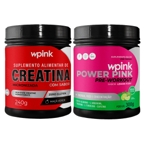 creatina maçã verde 240g - super power pink de limão - pré-treino – 300g