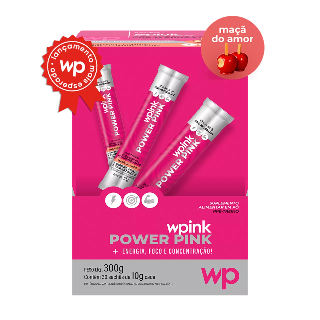 power pink de maçã do amor - pré-treino - 300g - wp