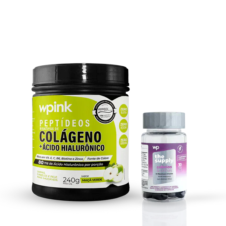 colágeno de maçã verde - 240g + cabelos e unhas - wp